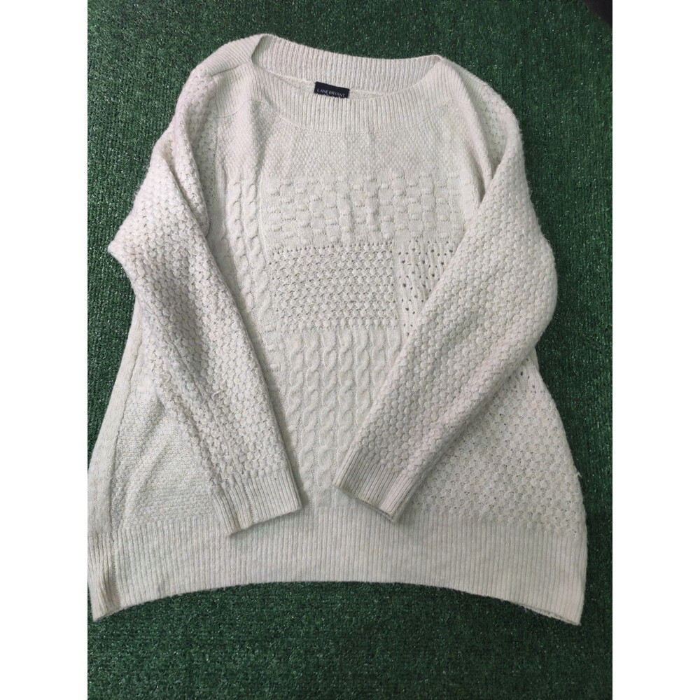 Lane Bryant Womens Warm Knit Sweater Size 18/20 Beige Long Sleeve Scoop Neck